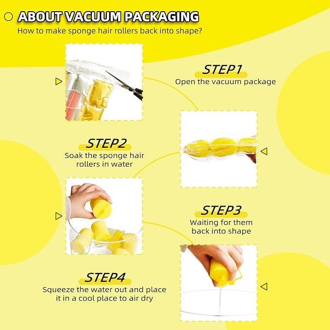 Jumbo Foam Sponge Hair Roller Soft Sleeping rollers Curvy Wavy Hairstyle Curling Hair Styling Tools 24 Pieces Use For Long Hair Short Hair Ladies And Children 2"X2.75"(yellow)