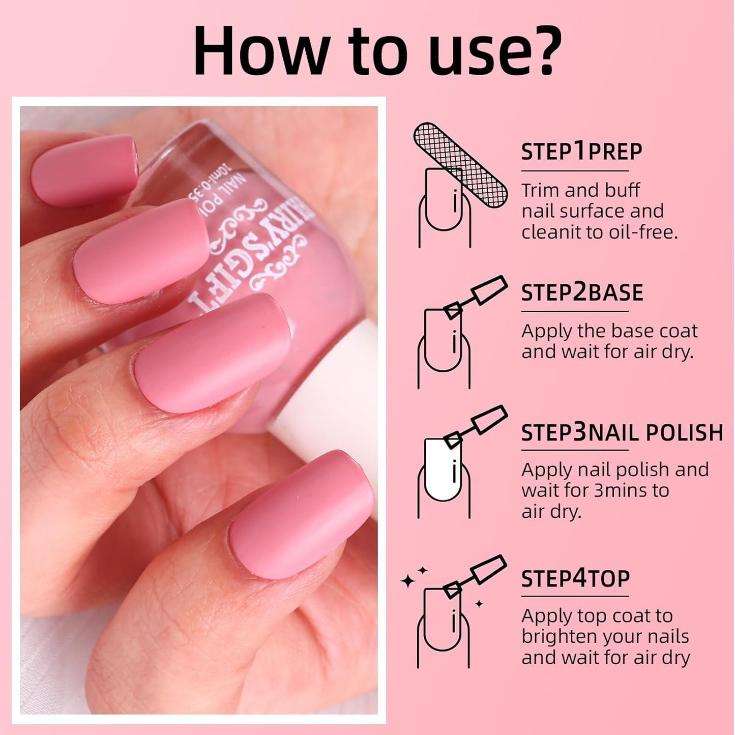 Major Dijit Matte Nail Polish Air Dry Nail Art Varnish (Cherry Pink, 10 ML)