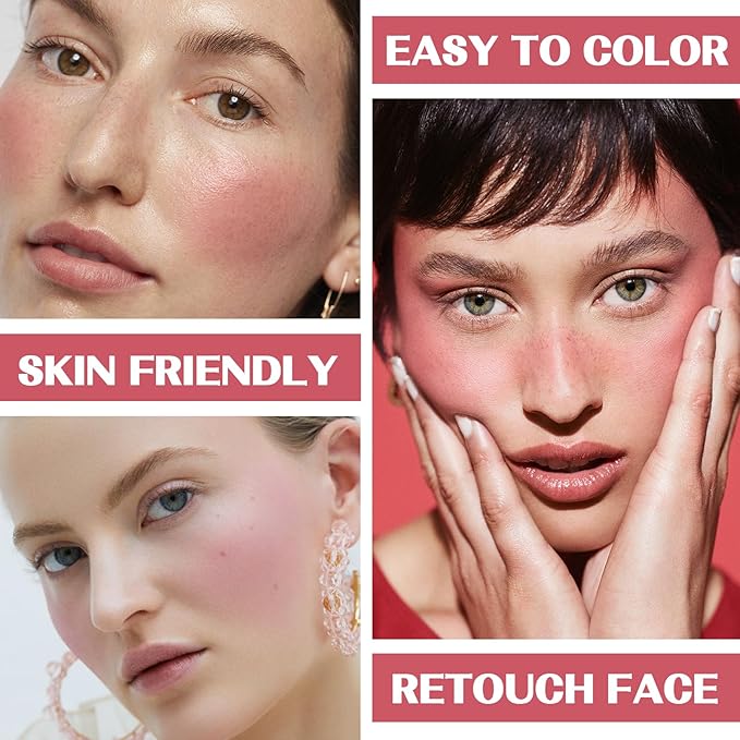 2Pcs Cream Blush Makeup Stick,Monochromatic Multi-Stick Face Blush for Cheek,Lip and Eye,Matte and Dewy Finish for Long Wearing,Easy Application.DELECTABLE