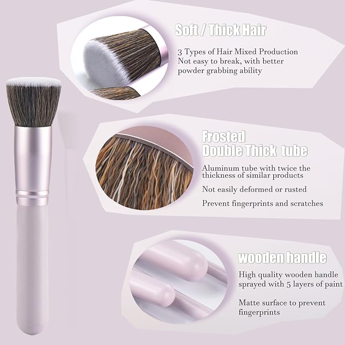 10 Piece Purple Makeup Brushes - Wooden Handle with Soft Synthetic Bristles,for Face & Eye Makeup|Professional Makeup Brushes set for Women & Girls|