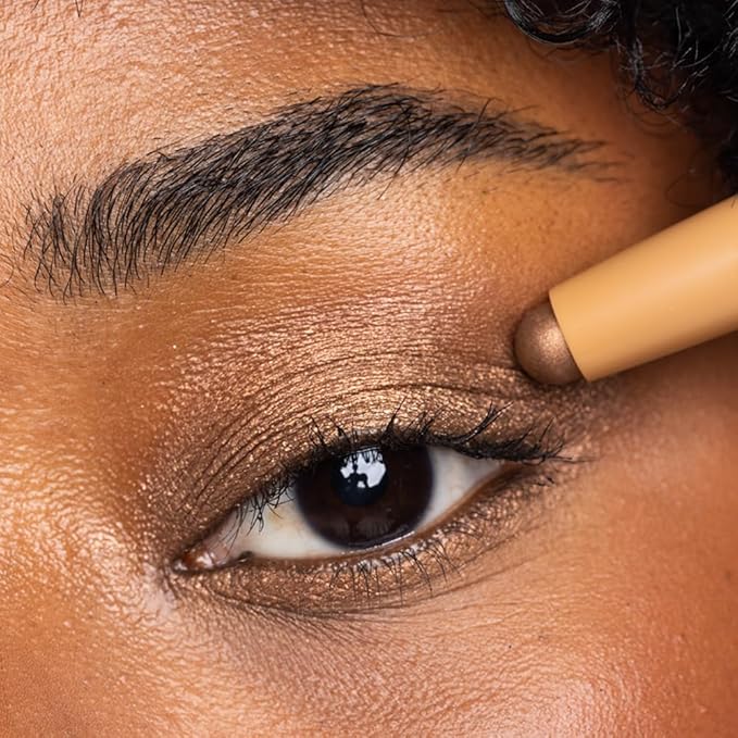 Palladio Waterproof Eyeshadow Stick with Blending Sponge, Long Lasting & Effortless Application, Smudge Free & Crease Proof Formula, Matte & Shimmer Shades, Buildable Eye Shadow (Bronze Shimmer)