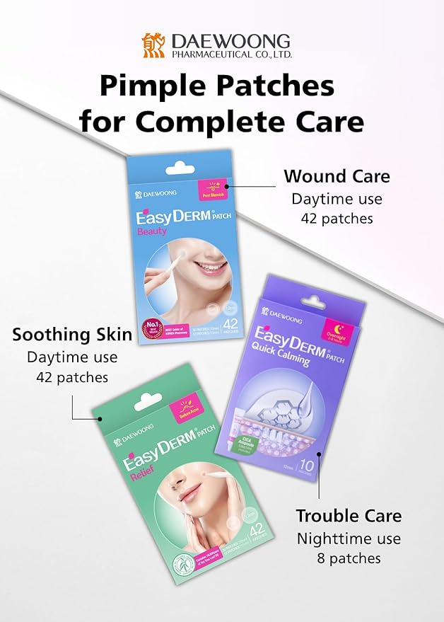 EasyDerm Relief Invisible Patch(42 counts) I Contains 10,000ppm of Tea Tree Oil, Pimple Patch, Ultra-slim 0.1mm, Waterpoof, Korean Pimple Patches Back to School MUST HAVE