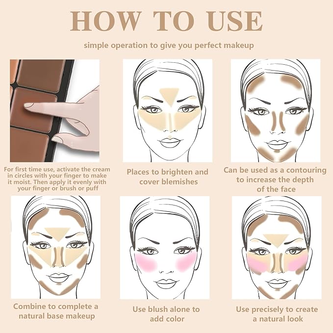 12 Colors Color Correcting Concealer Foundation Palette, Cream Blush and Concealer Palette, Long Wearing Smudge Proof Blendable Matte Finish Blush Powder Highlighter Cream Contour Palette Makeup (02)