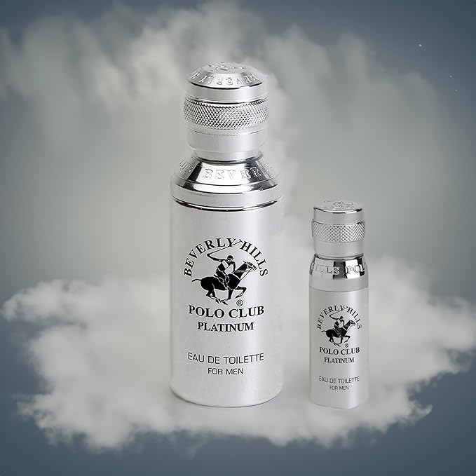 Beverly Hills Polo Club Cologne for Men Bonus Pack Designer Eau De Toilettes 3.4oz + 0.5oz 2 count (Platinum)