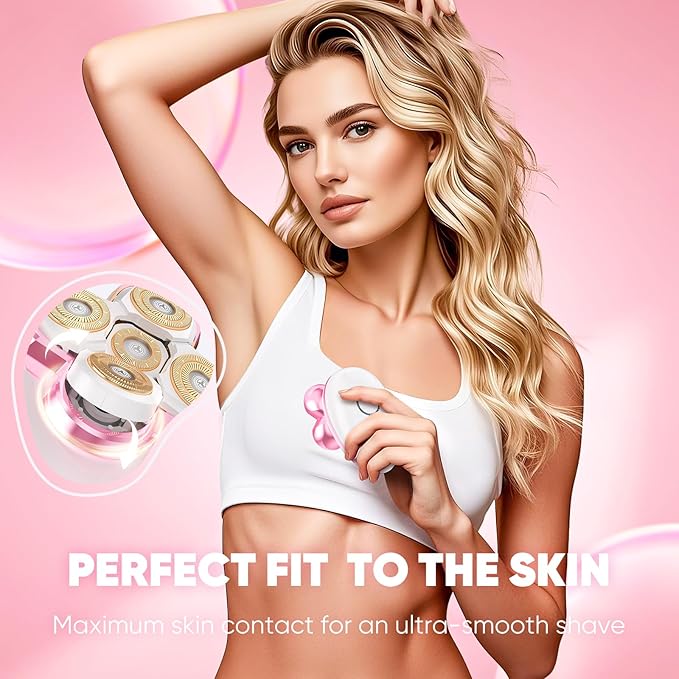 Electric Razors for Women - Upgraded Magnetic Electric Shaver for Women, Cordless Painless Hair Remover for Legs Bikini Face, Lady Trimmer for Sensitive Skin, Detachable and Waterproof, Pink