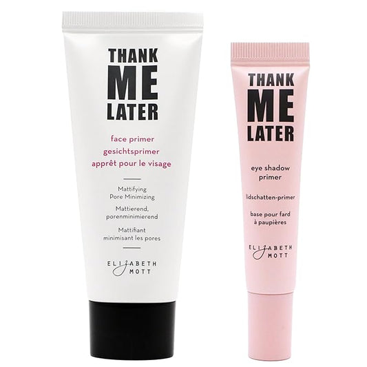 Elizabeth Mott Thank Me Later Face & Eye Primer – Long-Lasting Matte Makeup Base, Pore Minimizer, Oil & Shine Control, Wrinkle Blurring, Crease Prevention, Smooth Finish for All-Day Wear – 10g & 30g