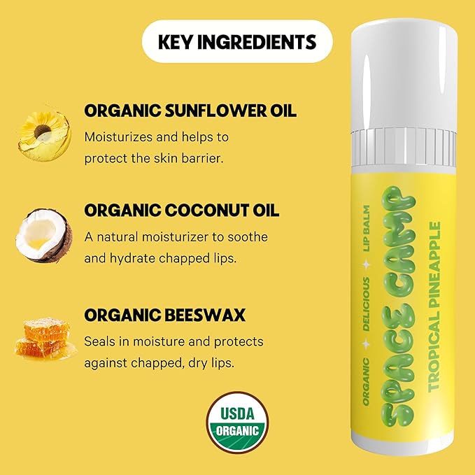 Wellness Jumbo Lip Balm - Tropical Pineapple Organic Flavored Balm (2 Pack)
