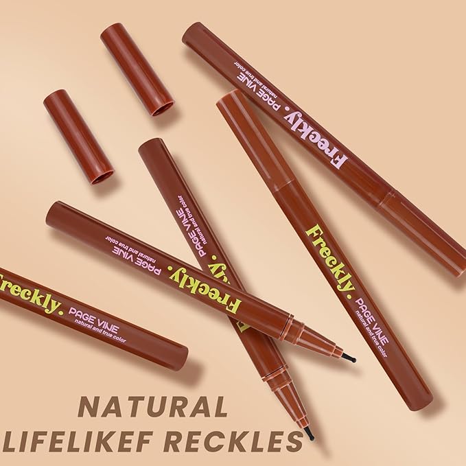 Freckle Pen,2 PCS Faux Freckle Stamp Waterproof,Fake Face Freckles Stain Makeup Long Lasting Quick Dry,Natural Lifelike Soft Dot Freck Pen 2PCS-03 Dark