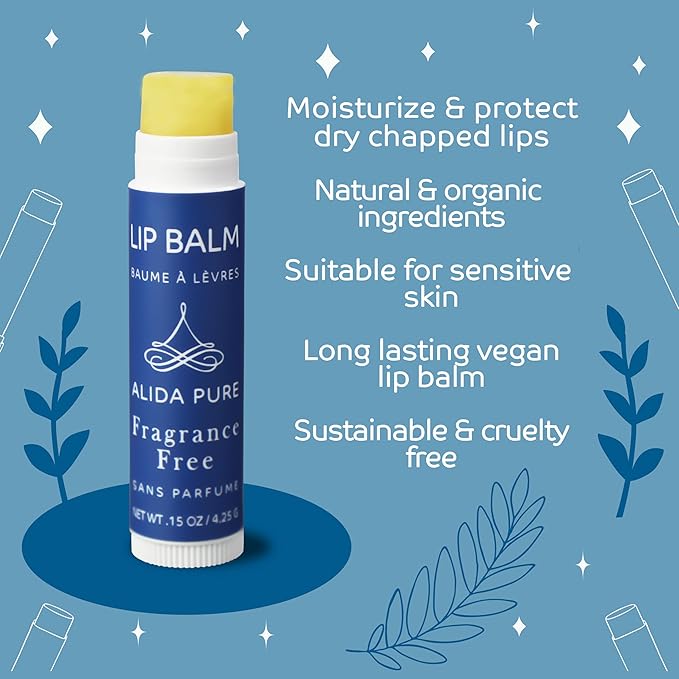 Fragrance Free Bulk Lip Balm Collection, Unscented Vegan Lip Balm, Bees Wax Free, Coconut Oil Free, Avocado Oil, Organic Jojoba Oil, Vitamin E, For Dry, Chapped, or Cracked Lips, 50 Tubes