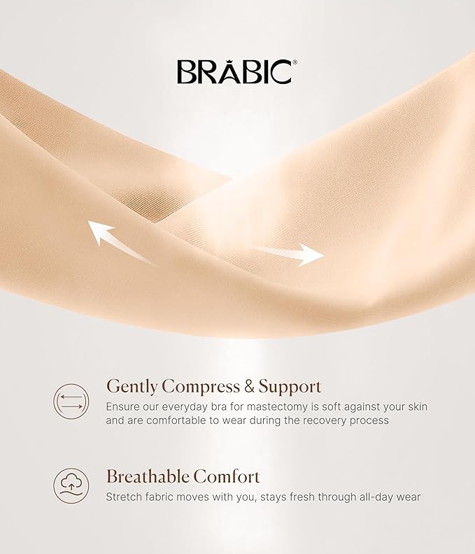 BRABIC Zip Front Closure Everyday Bra for Women Post Surgery Compression Support with Adjustable Straps Wirefree
