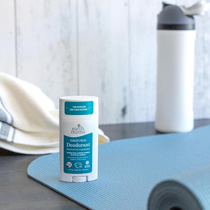 Earth Mama Ginger Fresh Deodorant | Safe for Sensitive Skin, Pregnancy and Breastfeeding, Contains Organic Ginger and Lime, No Baking Soda or Aluminum, 2.65-Ounce