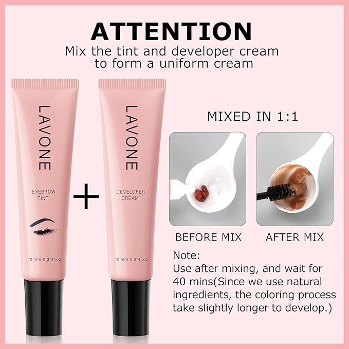 Eyebrow Color Kit with Brow Color & Eyebrow Pencil, 2-in-1 Natural Effects Eyebrow Makeup Set, Easy & Safe to Use 10ml - Soft Brown