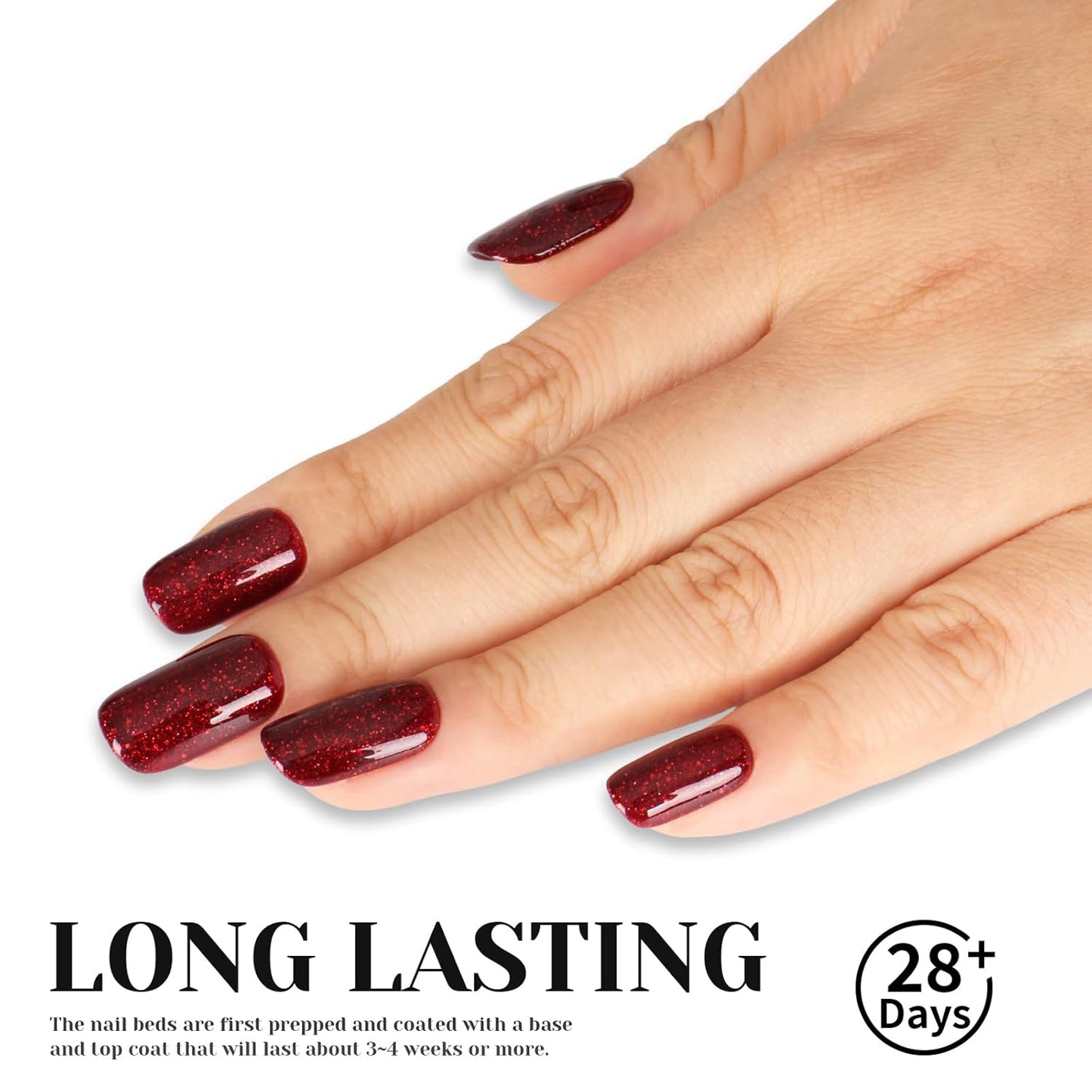 Glitter Red Gel Polish,Sparkly Shimmer Christmas Red Glitter Gel Nail Polish,0.51 Fl Oz Soak Off UV Poinsettia Gel Nail Polish for DIY Nail Art,Holiday Gifts - GP0064