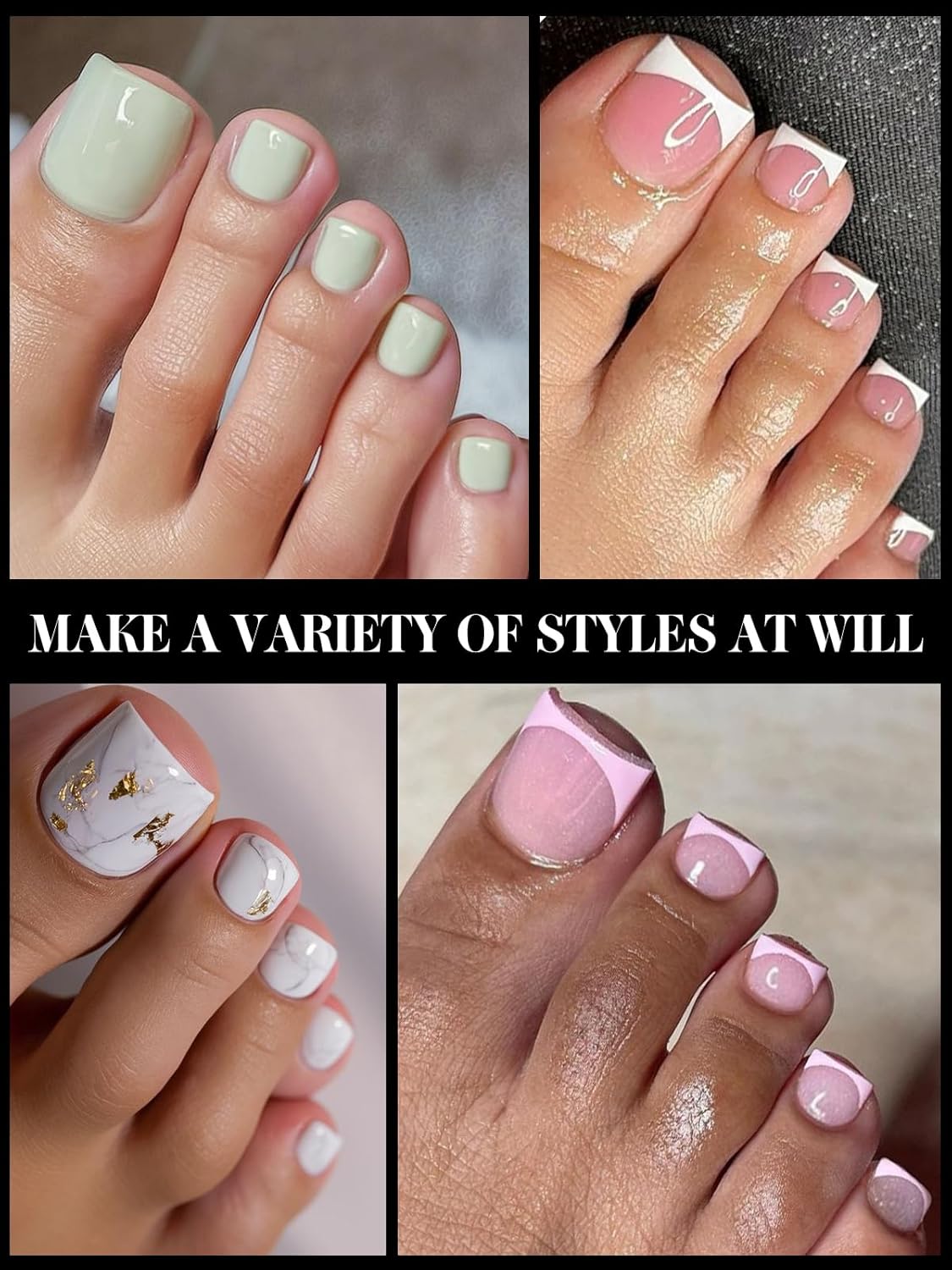 600 Pcs Toe Nail Dual Forms for Poly Extension Gel, EBANKU Toenail Extension Forms Reusable Full Cover Molds for French Tip Acrylic Toenails Pedicure for Salon & DIY at Home 15 Sizes