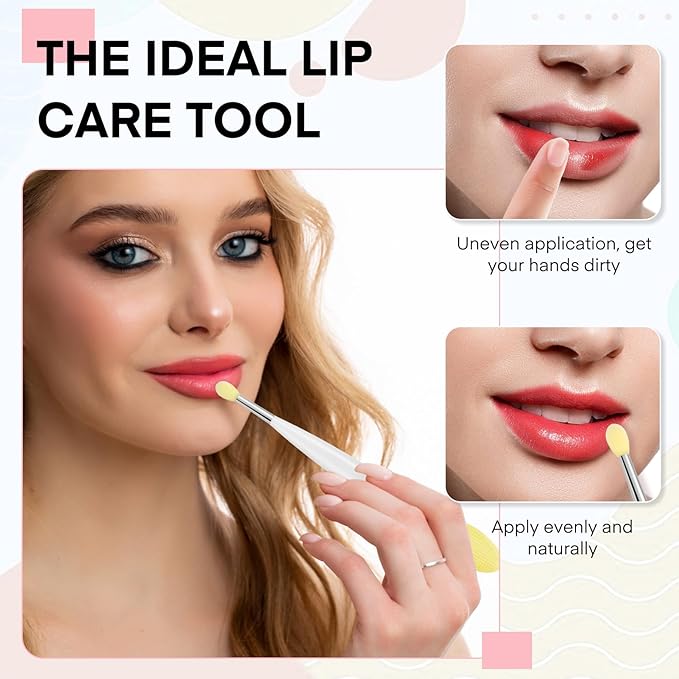 Unaone Lip Scrub Brush - 3 PCS Dual-ended Lip Scrubber Exfoliator and Silicone Lip Brush, 3-in-1 Silicone Lip Scrub Tool Lip Mask Applicator, Gentle Exfoliator & Applicator for Soft