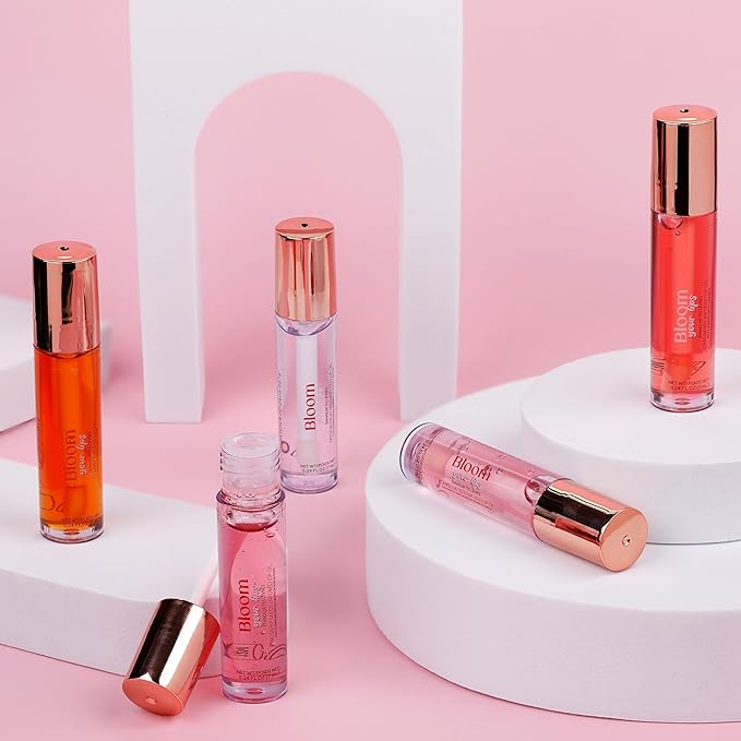 Expressions 5pc Lip Oil Set - Bloom Your Lips Style Essentials Lip Oils, Lip Healing Lip Oil Collection with Precision Applicator Wand | Moisturizing for Everyday Lip Care and Lip Repair (FLORAL)