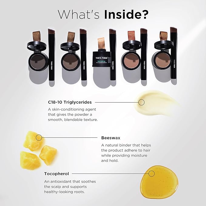 THICK FIBER Root Touch Up and Hairline Concealer - Water & Sweat Resistant Hair Loss Cover for Thinning Hair Women, with Powder and Brush (Medium Blonde)