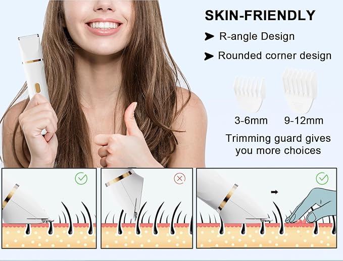 ele ELEOPTION Electric Razors for Women 5-in-1 Waterproof Wet Dry Electric Shaver with USB Charge Dock, Legs Hair Remover, Body Shaver for Beard Bikini Trimmer for Women White