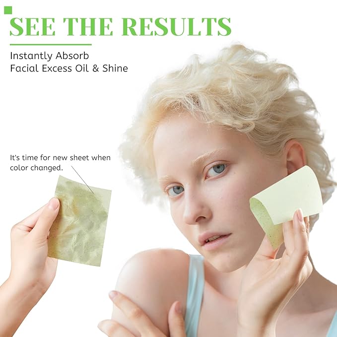 Oil Blotting Sheets for Face - Green Tea,26% Larger,6pk/600 Natural Blotting Paper for Oily Skin,Makeup Friendly Oil Absorbing Sheets,Easy To Grab One
