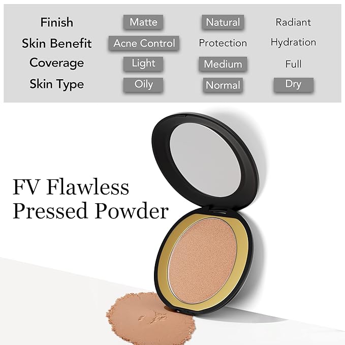 FV Setting Powder, Oil-Control, Long-Lasting, Medium Coverage Pressed Face Powder Makeup, Matte Finish for Oily, Dry & Normal Skin, Natural Beige, 0.28 Oz