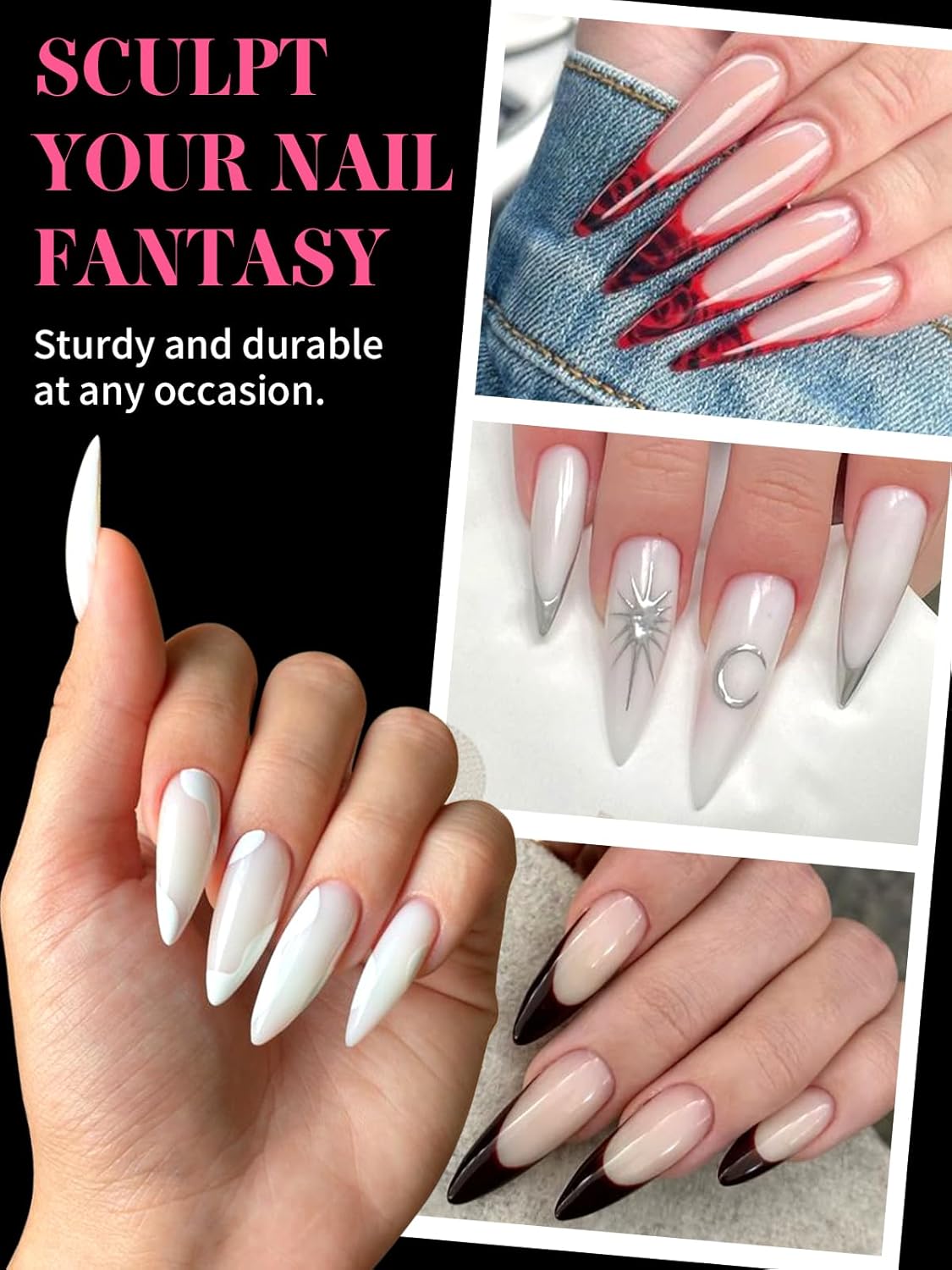 EBANKU Dual Nail Forms for Poly Extension Gel, 288 PCS Nail Forms Reusable Acrylic Nail Molds Sets, 12 Sizes Nail Extension Forms for Builder Gel Manicure Nail Art Design Salon DIY