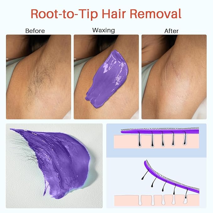 BLITZWAX Brazilian and Bikini Waxing Kit for Women, Hard Wax Warmer for Face, Legs and Body, At Home Hair Removal Kit, Beginner Friendly, Effective on Coarse Hair, Pool Swirl Design