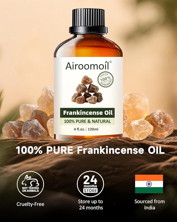 Pure Frankincense Essential Oil, 100% Pure Natural Frankincense Essential Oil, Premium Grade Essential Oils for Diffusers for Home, Skin, Care Massage, Soap, Aromatherapy, 4 Fl Oz | 120ml