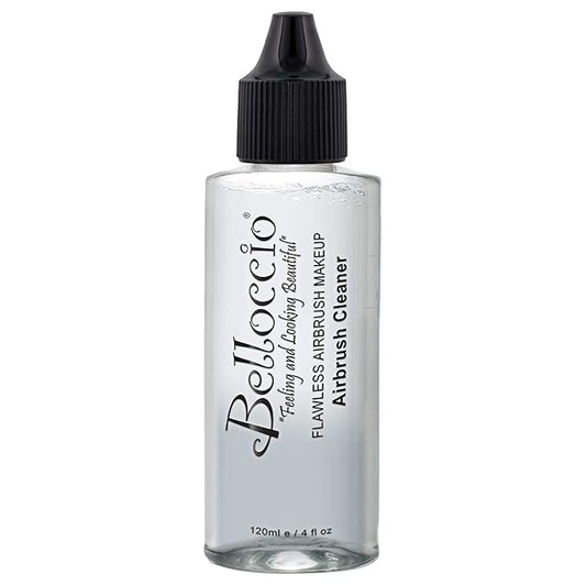 4 Ounce Bottle of Belloccio Makeup Airbrush Cleaner - Fast Acting Cleaning Solution, Quickly Cleans Flushes Out Airbrush Makeup Foundation, Blush, Highlighter - Clean Cosmetic Makeup Brushes, Paint