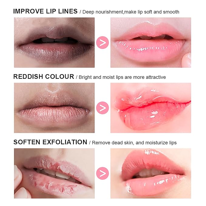 2Pcs Lip Glowy Balm and Lip Sleeping Mask Set, with 4 Flavor Options - Reduce Lip Lines, Enhance Lip Color, Hydrate & Plump Dry Chapped Lips Care (Peach)