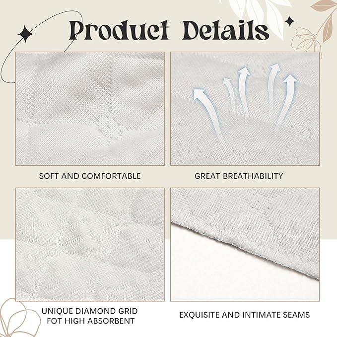 Boyiee 9 Pcs Cotton Bra Liners 3 Layer Reusable Washable Under Breast Sweat Absorber Pads for Woman