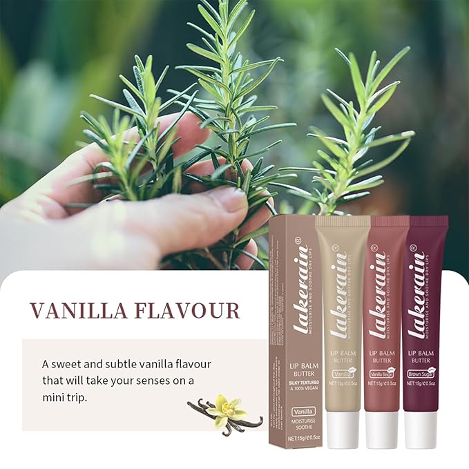 Lip Glowy Balm Butter Lip Balm Plumps Moisturizing Hydrating Lip Mask Repair Moisturizer Lips Care Lip Treatment for Dry Cracked Lip, Glossy Finish, Vegan Tinted Lip Balm Chapstick (#1 Vanilla)