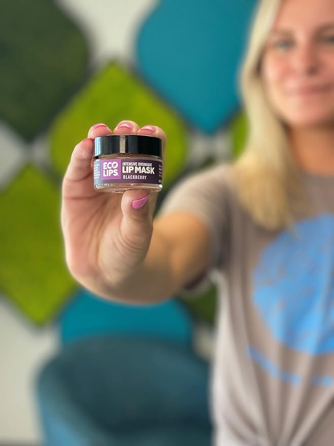 Eco Lips Vanilla Bean Lip Sugar Scrub & Blackberry Intensive Overnight Lip Repair Mask Duo - 100% Organic Lip Care Treatment - Gently Exfoliate, Polish, & Repair Dry, Flaky Lips, 100% Edible