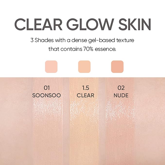 AMUSE Dew Jelly Vegan Cushion Foundation 1.5 CLEAR | dewy, glow, long-lasting, double coverage, clean beauty, lightweight, natural look, foundation for sensitive skin, hydrating cushion