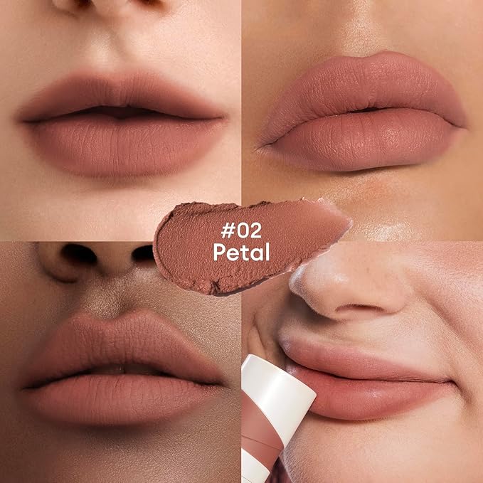 ITY Velvet Matte Finish Lip Stain-Mousse Textured Lip Clay, Conceals Lip Lines, Rich Pigment Lip Tint Lipsticks,2 Pack, 0.14 oz (4g) in Petal, Ruby