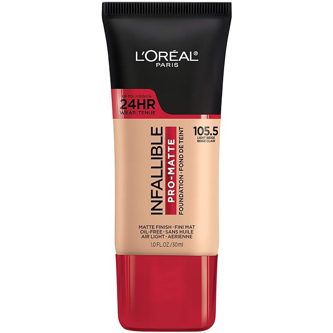L'Oreal Paris Cosmetics Makeup Infallible Pro-Matte Liquid Longwear Foundation, Light Beige, 1 fl oz