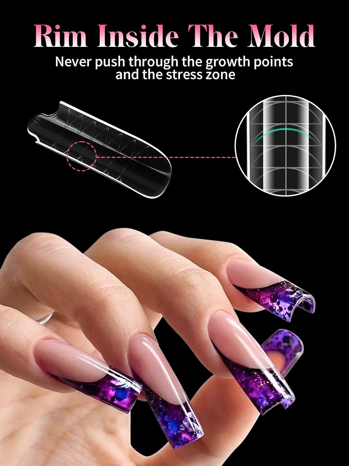 EBANKU Dual Nail Forms for Poly Extension Gel, 150 PCS Clear Square Nail Molds Reusable 15 Sizes Nail Extension Forms for Builder Gel Manicure Design Salon DIY