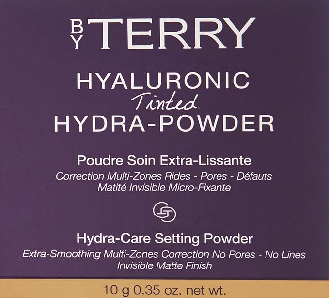 By Terry Hyaluronic Tinted Hydra-Powder, Non-Drying Loose Face Setting Powder, Blur Imperfections & Mattify, Dark, 0.35 oz