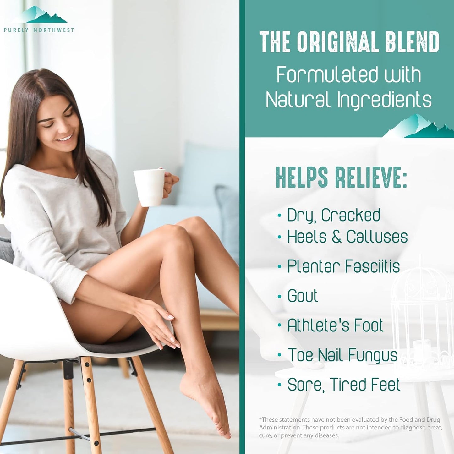 Epsom Salt Tea Tree Foot & Body Soak-Toenail Repair & Ingrown Nails, Athletes Foot Burning & Itching-Stubborn Foot Odor & Softens Callouses-Purely Northwest-USA 2 LB