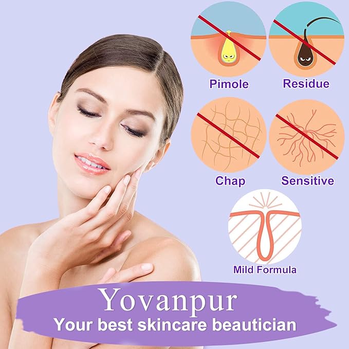 Hard Wax Beads for Hair Removal, Waxing Beans for Sensitive Skin (Violet), 10.5 Ounce/bag with 10pcs Wax Sticks