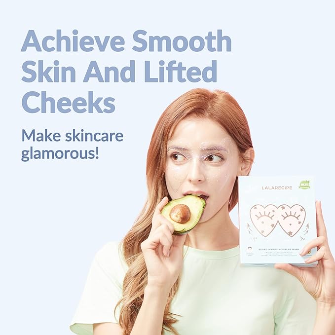 Avocado Heart-Shaped Collagen Under Eye Masks | Brightening Eye Mask Pads w/Hyaluronic Acid & Niacinamide | Hydrogel Depuffing Under Eye Patches for Dark Circles and Puffiness (Pack of 10)