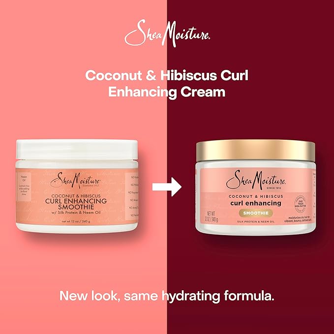 SheaMoisture Smoothie Curl Enhancing Cream Coconut and Hibiscus for Thick, Curly Hair Sulfate Free and Paraben Free 12 oz