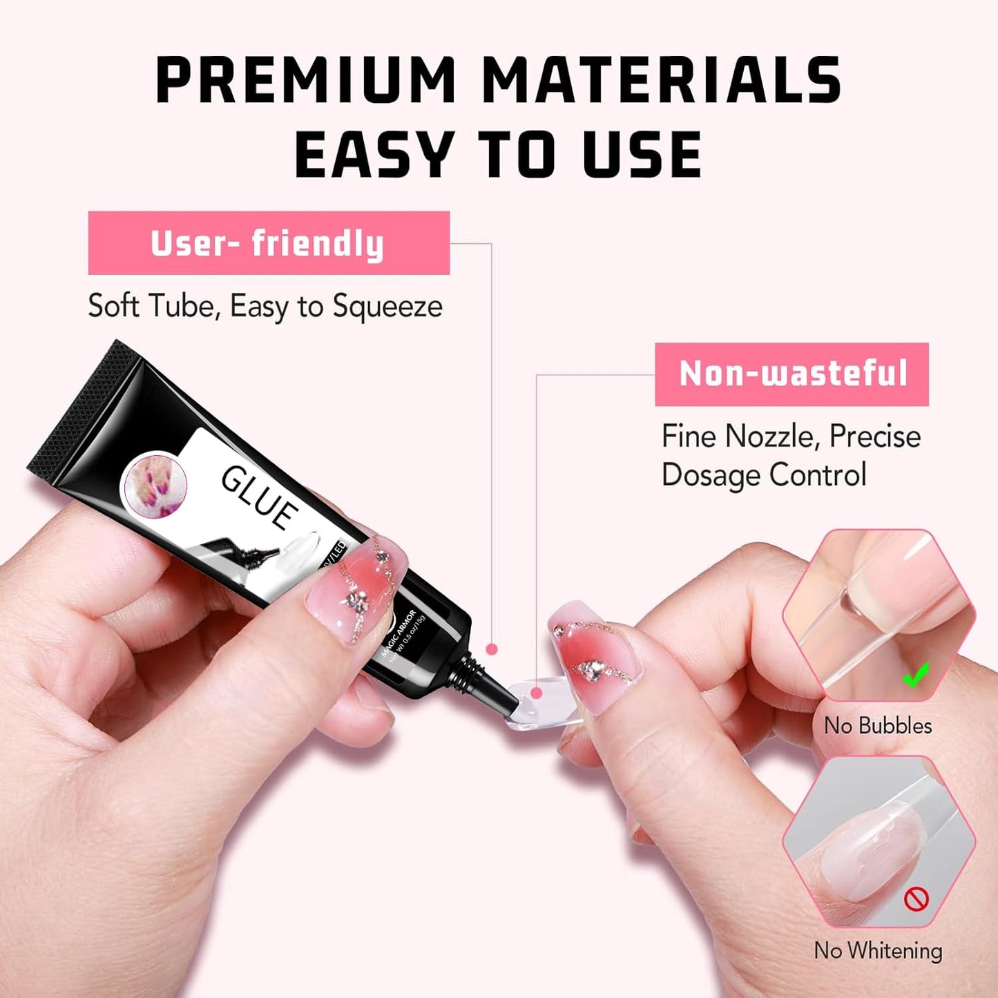 15g Semi Solid Nail Glue with 15g Remover for Press On Nails Tips Gel Nail Glue No Need for UV Lamp Quick Drying a Long Lasting Fake Acrylic Nail