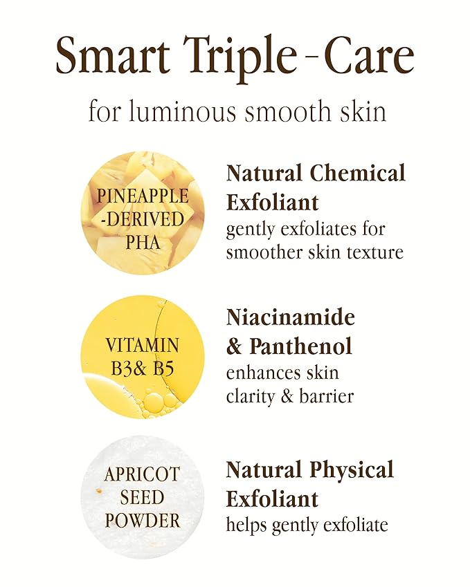 Farm Rx Pineapple Plus PHA Scrub Cleanser (6.7fl oz) - Gently Exfoliating Face Wash for Smooth, Bright Skin. Korean Skin Care. PHA, Niacinamide, Panthenol.