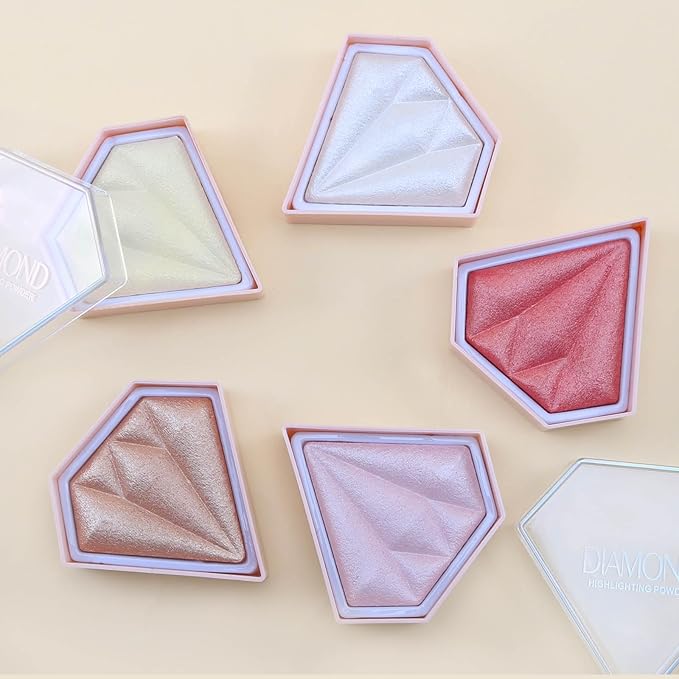 Boobeen Highlighter Makeup Palette, Baked Highlighter Bronzer Powder Palette, Shimmer Illuminator Contour Highlighter Powder for Face, Pearl Shine Shades Waterproof Long Lasting