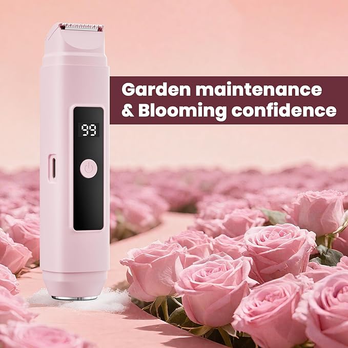 Bikini Trimmer for Women,IPX7 Waterproof Painless Electric Razors for Trip,Portable&Easy Cleaning Lady Underarm Pubic Leg Arm Body Face,Electric Shaver for Travel&Shower Use,Gifts for Women,Pink