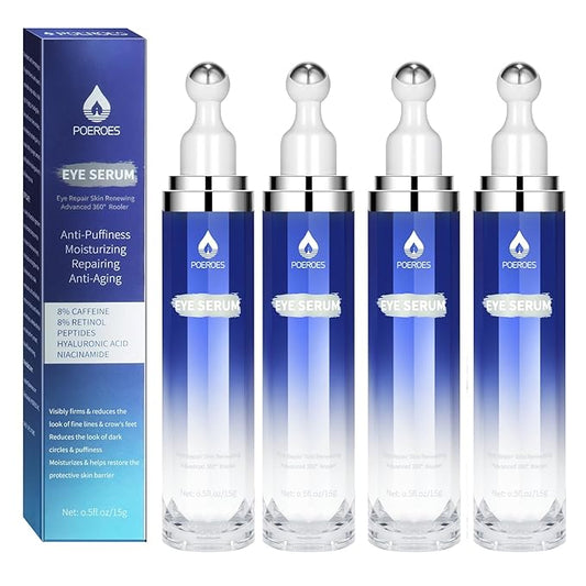 Under Eye Cream with 8% Caffeine & Retinol | Hyaluronic Acid, Niacinamide & Peptides | Eye Roller for Puffy Eyes, Dark Circles & Wrinkles | 2 fl. oz.…