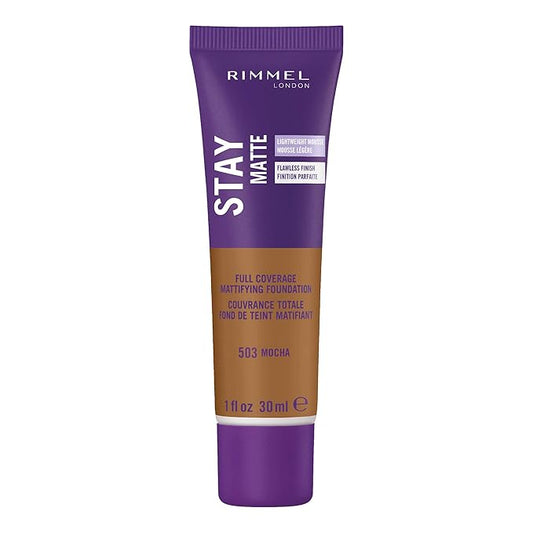 Rimmel London Stay Matte Liquid Mousse - 503 Mocha - Foundation, Lightweight, Shine Control, Oil-Free, 1oz