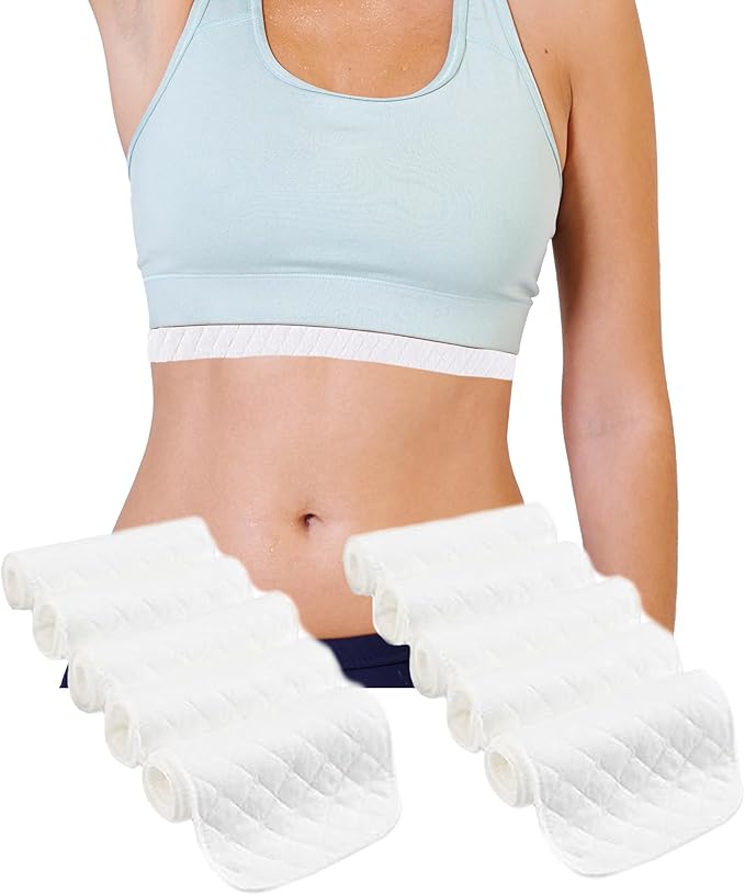 10 Pcs Under-Breast Sweat-Absorbing Cotton Pads Cotton Bra Liners for Sweating, Absorb Sweat Under Breasts
