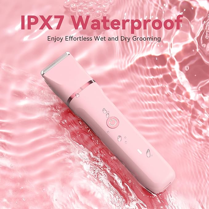 Bikini Trimmer for Women - 4 in 1 Electric Razors for Women, Waterproof Body Pubic Hair Electric Shaver for Womens, Replaceable Facial & Nose Hair Razor, Rechargeable Grooming Kit, Pink