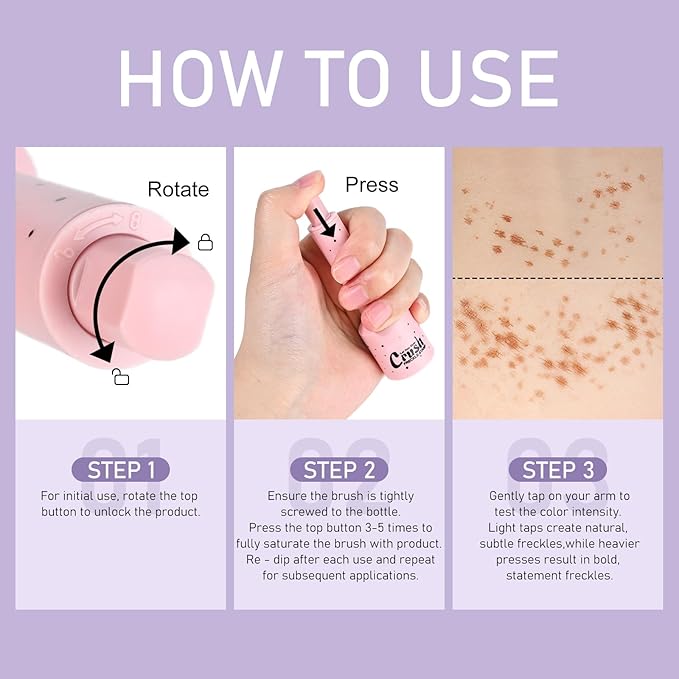 Freckles Stamp Pen, Resistant Faux Liquid Freckle Makeup, Waterproof Sweatproof Quick Dry Long Lasting, Natural Lifelike Sunkissed Matte Finish Fake Freckle Pen-DEEP